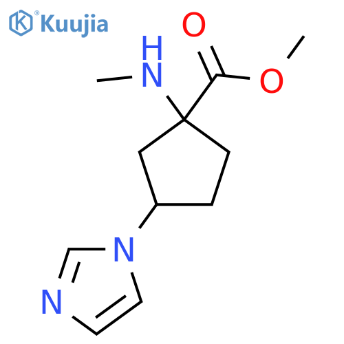 methyl 3-(1H-imidazol-1-yl)-1-(methylamino)cyclopentane-1-carboxylate structure