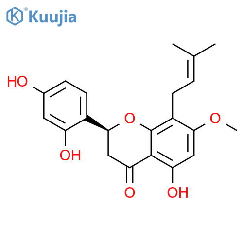 4H-1-Benzopyran-4-one,2-(2,4-dihydroxyphenyl)-2,3-dihydro-5-hydroxy-7-methoxy-8-(3-methyl-2-buten-1-yl)-,(2S)- structure