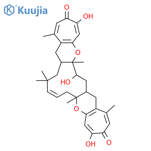 3H-Dicyclohepta[e,e']cycloundeca[1,2-b:5,6-b']dipyran-3,15(12H)-dione,6a,7,10,11,11a,18a,19,20,20a,21-decahydro-4,16,19-trihydroxy-1,6a,10,10,13,18a-hexamethyl-,(6aR,8E,11aS,18aR,19R,20aR)-rel- structure