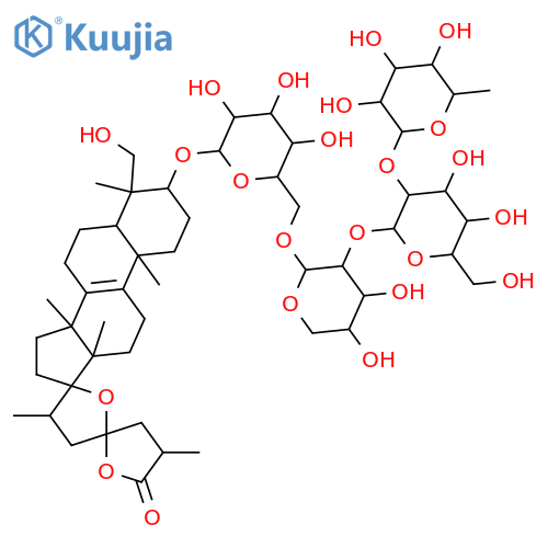 Lanost-8-en-26-oic acid, 3-[(O-6-deoxy-α-L-mannopyranosyl-(1→2)-O-β-D-glucopyranosyl-(1→2)-O-α-L-arabinopyranosyl-(1→6)-β-D-glucopyranosyl)oxy]-17,23-epoxy-23,28-dihydroxy-, γ-lactone, (3β,4β,23S,25R)- (9CI) structure