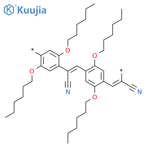 Poly[[2,5-bis(hexyloxy)-1,4-phenylene](1-cyano-1,2-ethenediyl)[2,5-bis(hexyloxy)-1,4-phenylene](2-cyano-1,2-ethenediyl)] structure