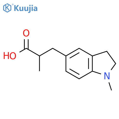 2-methyl-3-(1-methyl-2,3-dihydro-1H-indol-5-yl)propanoic acid structure