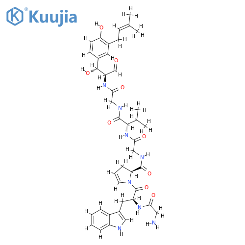 Cyclo[glycyl-L-tryptophyl-L-prolylglycyl-L-valylglycyl-(bR)-b-hydroxy-3-(3-methyl-2-butenyl)-L-tyrosyl] (9CI) structure