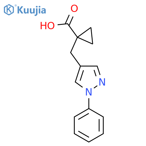 1-(1-phenyl-1H-pyrazol-4-yl)methylcyclopropane-1-carboxylic acid structure