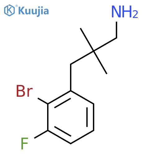 3-(2-bromo-3-fluorophenyl)-2,2-dimethylpropan-1-amine structure