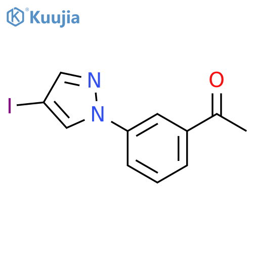 1-3-(4-iodo-1H-pyrazol-1-yl)phenylethan-1-one structure