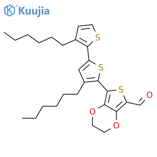 Thieno[3,4-b]-1,4-dioxin-5-carboxaldehyde, 7-(3',4-dihexyl[2,2'-bithiophen]-5-yl)-2,3-dihydro- structure