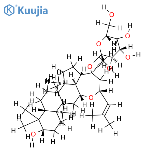 3beta,20(S)-dihydroxydammar-24-en-12beta,23beta-epoxy-20-O-beta-D-glucopyranoside structure