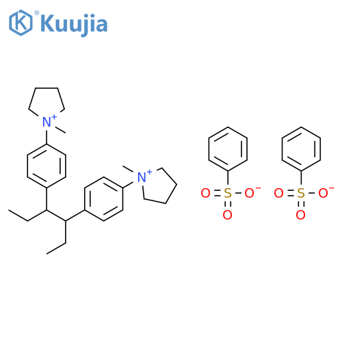 1,1'-(hexane-3,4-diyldibenzene-4,1-diyl)bis(1-methylpyrrolidinium) bisbenzenesulfonate structure