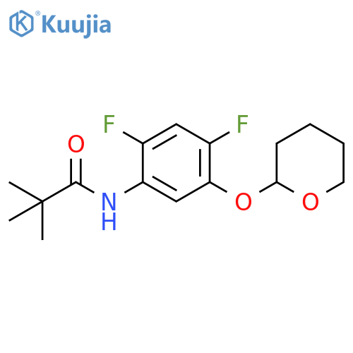 N-(2,4-difluoro-5-((tetrahydro-2H-pyran-2-yl)oxy)phenyl)pivalamide structure