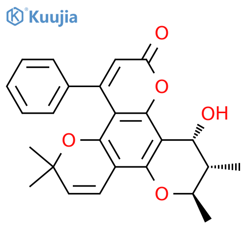 2H,6H,10H-Benzo[1,2-b:3,4-b':5,6-b'']tripyran-2-one,11,12-dihydro-12-hydroxy-6,6,10,11-tetramethyl-4-phenyl-, (10R,11S,12R)- structure