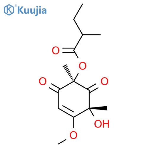 Butanoic acid,2-methyl-, (1R,5R)-5-hydroxy-4-methoxy-1,5-dimethyl-2,6-dioxo-3-cyclohexen-1-ylester, (2S)- structure