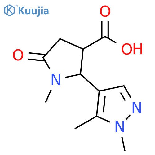 2-(1,5-dimethyl-1H-pyrazol-4-yl)-1-methyl-5-oxopyrrolidine-3-carboxylic acid structure