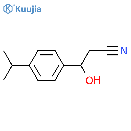 3-hydroxy-3-4-(propan-2-yl)phenylpropanenitrile structure