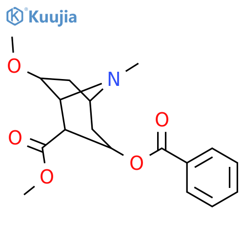 8-Azabicyclo[3.2.1]octane-2-carboxylicacid, 3-(benzoyloxy)-7-methoxy-8-methyl-, methyl ester, (1R,2R,3R,5S,7R)-rel- structure