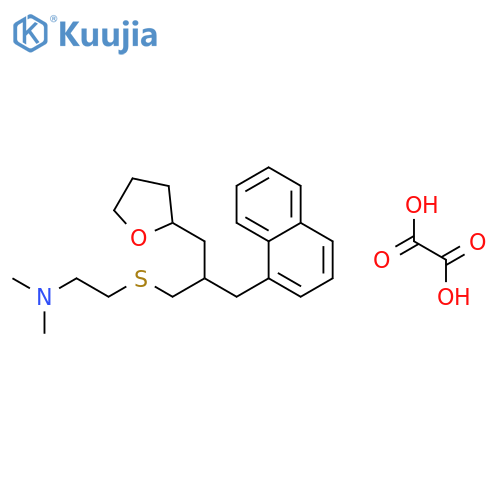 N,N-dimethyl-2-{[3-naphthalen-1-yl-2-(tetrahydrofuran-2-ylmethyl)propyl]sulfanyl}ethanamine ethanedioate structure
