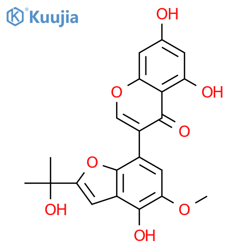 4H-1-Benzopyran-4-one,5,7-dihydroxy-3-[4-hydroxy-2-(1-hydroxy-1-methylethyl)-5-methoxy-7-benzofuranyl]- structure