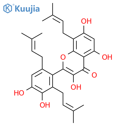 4H-1-Benzopyran-4-one,2-[3,4-dihydroxy-2,6-bis(3-methyl-2-buten-1-yl)phenyl]-3,5,7-trihydroxy-8-(3-methyl-2-buten-1-yl)- structure