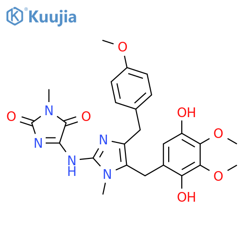 1H-Imidazole-2,5-dione, 4-[[5-[(2,5-dihydroxy-3,4-dimethoxyphenyl)methyl]-4-[(4-methoxyphenyl)methyl]-1-methyl-1H-imidazol-2-yl]amino]-1-methyl- structure