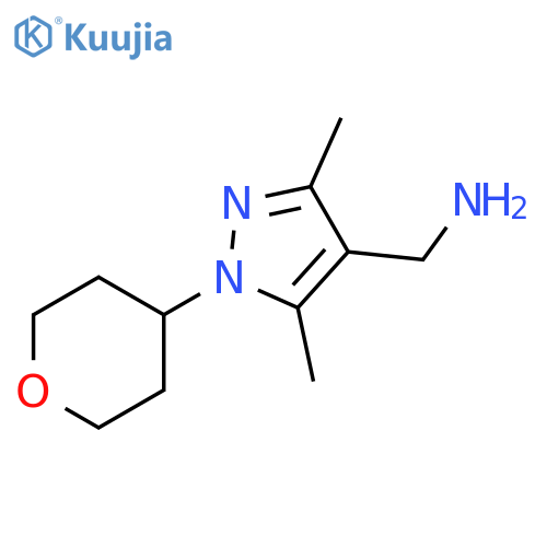 3,5-dimethyl-1-(oxan-4-yl)-1H-pyrazol-4-ylmethanamine structure