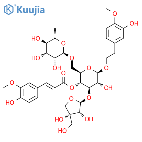 β-D-Glucopyranoside, 2-(3-hydroxy-4-methoxyphenyl)ethyl O-D-apio-β-D-furanosyl-(1→3)-O-[6-deoxy-α-L-mannopyranosyl-(1→6)]-, 4-[(2E)-3-(4-hydroxy-3-methoxyphenyl)-2-propenoate] (9CI) structure