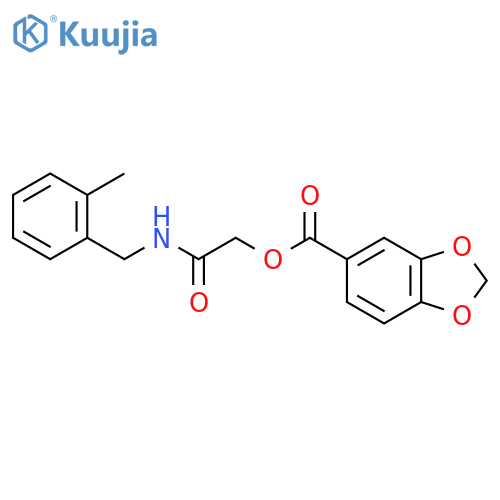 {[(2-methylphenyl)methyl]carbamoyl}methyl 2H-1,3-benzodioxole-5-carboxylate structure