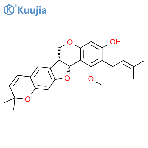 6H,10H-Furo[3,2-c:4,5-g']bis[1]benzopyran-3-ol, 6a,13a-dihydro-1-methoxy-10,10-dimethyl-2-(3-methyl-2-butenyl)-, (6aR,13aR)- (9CI) structure