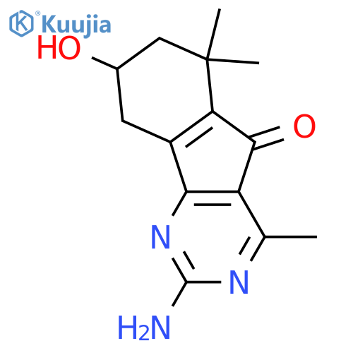 5H-Indeno[1,2-d]pyrimidin-5-one,2-amino-6,7,8,9-tetrahydro-8-hydroxy-4,6,6-trimethyl-, (+)- structure