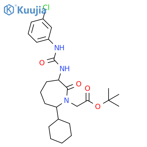 1H-Azepine-1-acetic acid, 3-[[[(3-chlorophenyl)amino]carbonyl]amino]-7-cyclohexylhexahydro-2-oxo-, 1,1-dimethylethyl ester structure