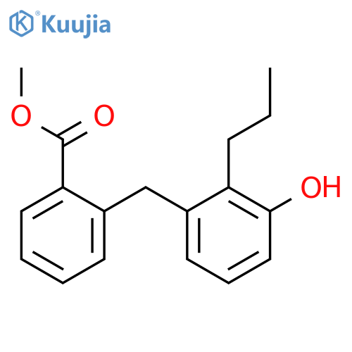Benzoic acid, 2-[(3-hydroxy-2-propylphenyl)methyl]-, methyl ester structure