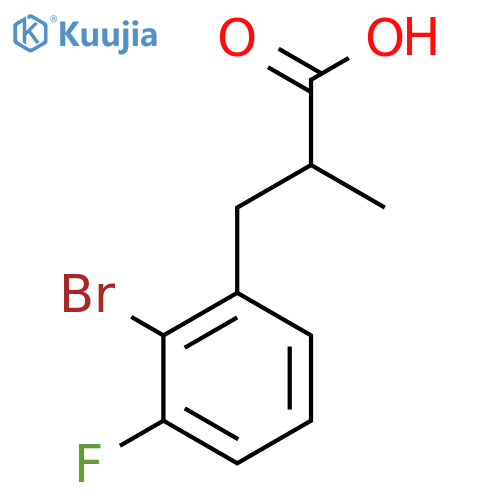 3-(2-bromo-3-fluorophenyl)-2-methylpropanoic acid structure