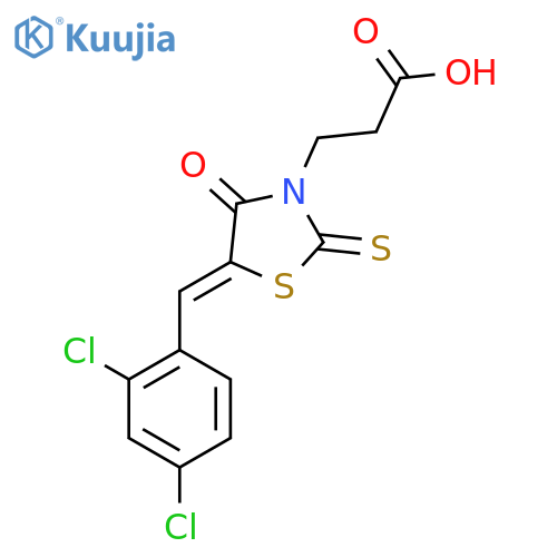 3-(5Z)-5-(2,4-dichlorophenyl)methylidene-4-oxo-2-sulfanylidene-1,3-thiazolidin-3-ylpropanoic acid structure