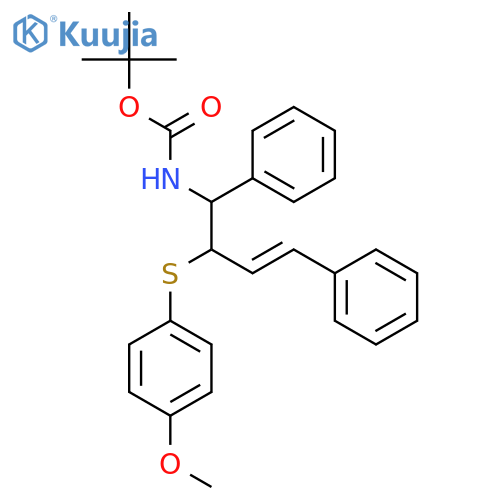 Carbamic acid, N-[(1R,2R,3E)-2-[(4-methoxyphenyl)thio]-1,4-diphenyl-3-buten-1-yl]-, 1,1-dimethylethyl ester structure