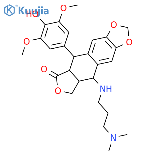 Furo[3',4':6,7]naphtho[2,3-d]-1,3-dioxol-6(5aH)-one,9-[[3-(dimethylamino)propyl]amino]-5,8,8a,9-tetrahydro-5-(4-hydroxy-3,5-dimethoxyphenyl)-,(5R,5aR,8aS,9S)- structure