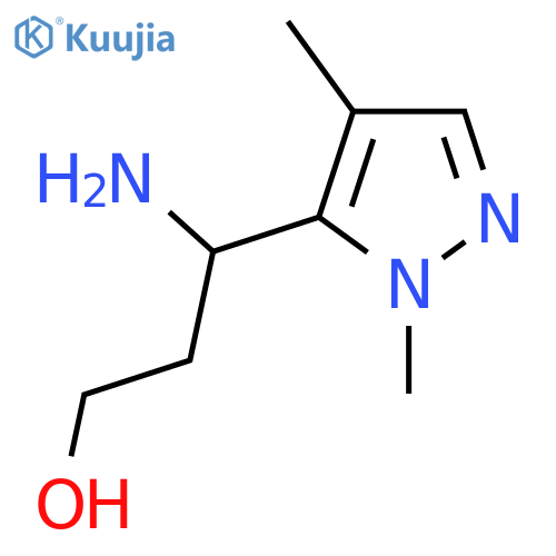 3-amino-3-(1,4-dimethyl-1H-pyrazol-5-yl)propan-1-ol structure