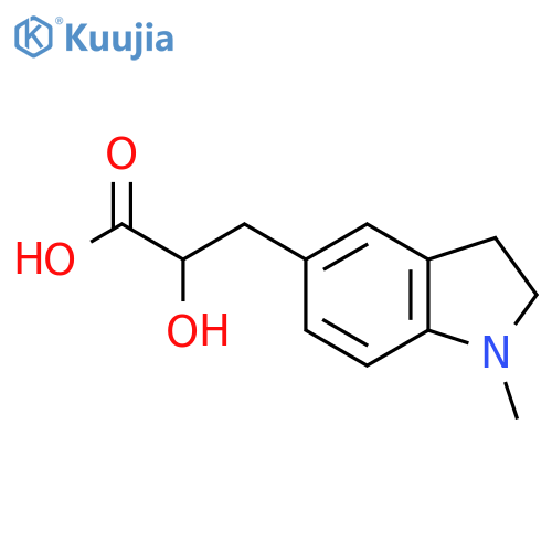 2-hydroxy-3-(1-methyl-2,3-dihydro-1H-indol-5-yl)propanoic acid structure