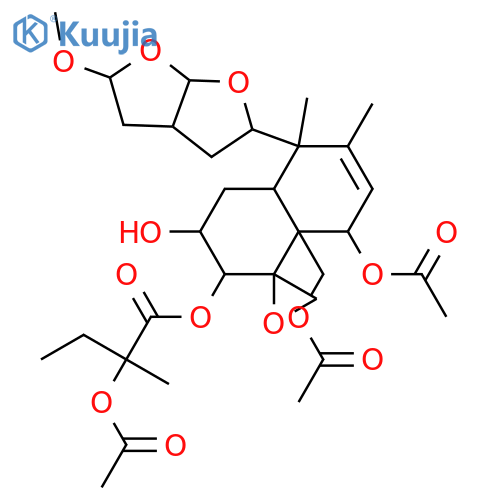 4,18:11,16:15,16-Triepoxy-7-clerodene-2,3,6,15,19-pentol; (ent-2β,3α,4β,6β,11R,13R,15S,16S)-form, 15-Me ether, 3-O-(2-acetoxy-2-methylbutanoyl)(R-), 6,19-di-Ac structure