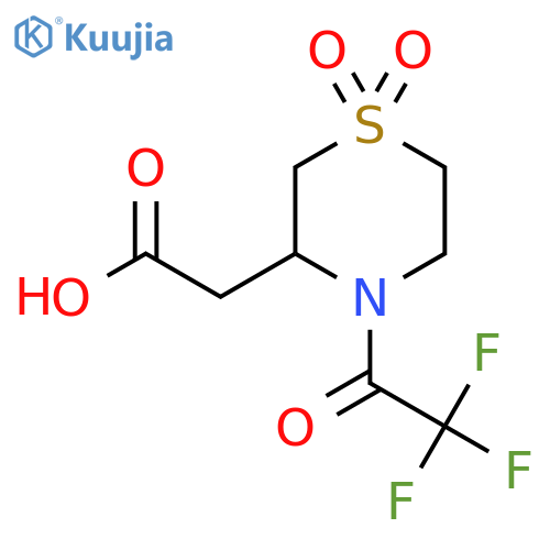 2-1,1-dioxo-4-(trifluoroacetyl)-1lambda6-thiomorpholin-3-ylacetic acid structure