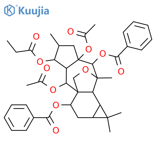 13,17-Epoxy-3,5,7,14,15-premyrsinanepentol; (2β,3β,5α,7β,13α,14α,15β)-form, 7,14-Dibenzoyl, 3-propanoyl, 5,15-di-Ac structure