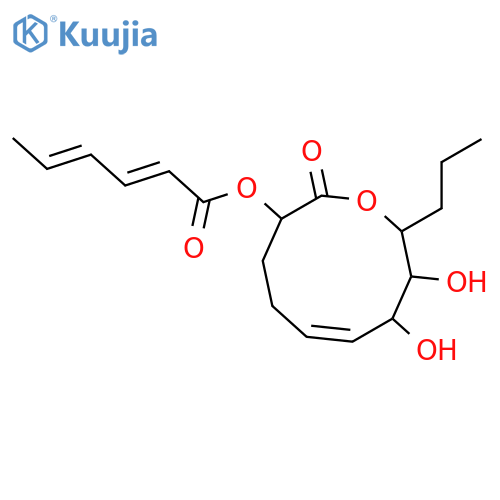 2,4-Hexadienoic acid,(3S,6E,8S,9S,10R)-3,4,5,8,9,10-hexahydro-8,9-dihydroxy-2-oxo-10-propyl-2H-oxecin-3-ylester, (2E,4E)- structure