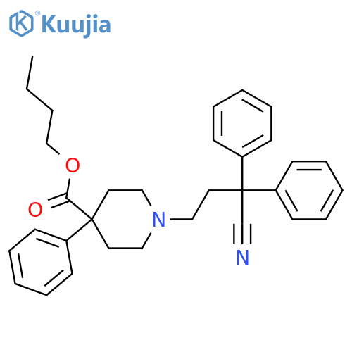 4-Piperidinecarboxylicacid, 1-(3-cyano-3,3-diphenylpropyl)-4-phenyl-, butyl ester structure