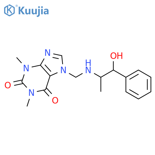 7-{[(1-hydroxy-1-phenylpropan-2-yl)amino]methyl}-1,3-dimethyl-3,7-dihydro-1H-purine-2,6-dione structure