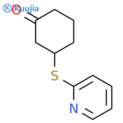 Cyclohexanone, 3-(2-pyridinylthio)-, (+)- structure