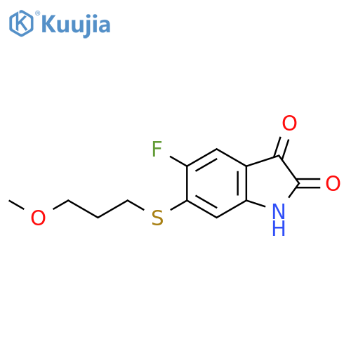 5-fluoro-6-(3-methoxypropyl)sulfanyl-2,3-dihydro-1H-indole-2,3-dione structure