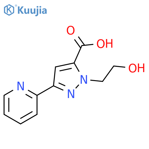 1-(2-hydroxyethyl)-3-(pyridin-2-yl)-1H-pyrazole-5-carboxylic acid structure