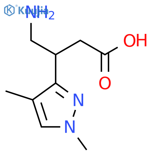 4-amino-3-(1,4-dimethyl-1H-pyrazol-3-yl)butanoic acid structure