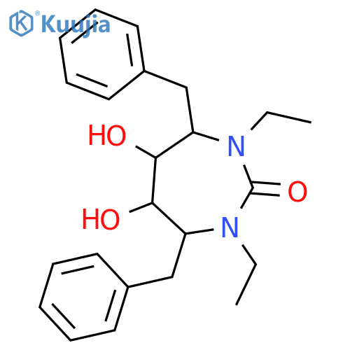 2H-1,3-Diazepin-2-one,1,3-diethylhexahydro-5,6-dihydroxy-4,7-bis(phenylmethyl)-, (4R,5S,6S,7R)- structure