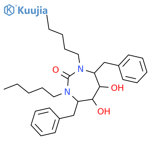 2H-1,3-Diazepin-2-one,hexahydro-5,6-dihydroxy-1,3-dipentyl-4,7-bis(phenylmethyl)-, (4R,5S,6S,7R)- structure
