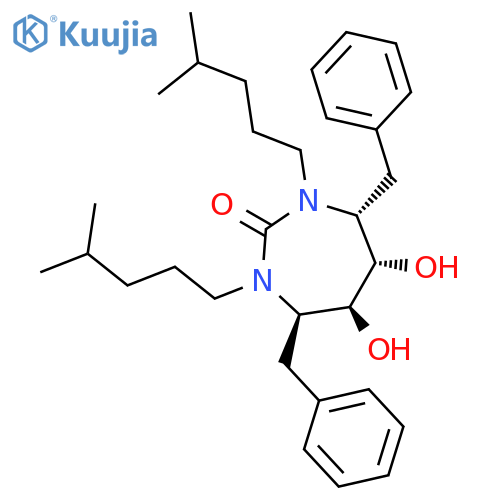 2H-1,3-Diazepin-2-one,hexahydro-5,6-dihydroxy-1,3-bis(4-methylpentyl)-4,7-bis(phenylmethyl)-,(4R,5S,6S,7R)- structure
