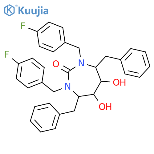 2H-1,3-Diazepin-2-one,1,3-bis[(4-fluorophenyl)methyl]hexahydro-5,6-dihydroxy-4,7-bis(phenylmethyl)-,(4R,5S,6S,7R)- structure